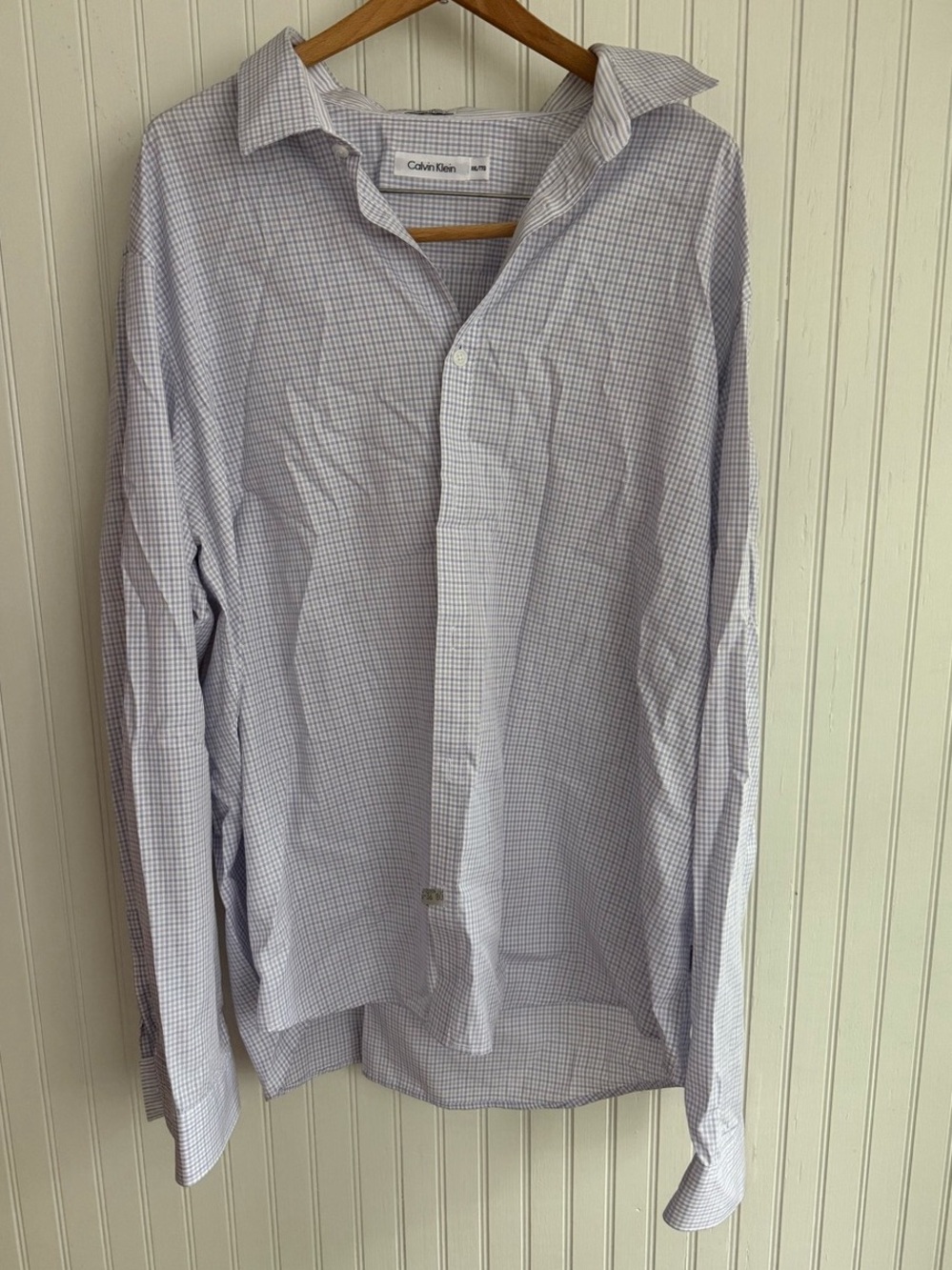 Calvin Klein Gingham Cotton Button Down in White & Lavender Size XXL